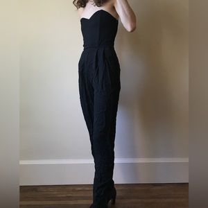 Black strapless romper